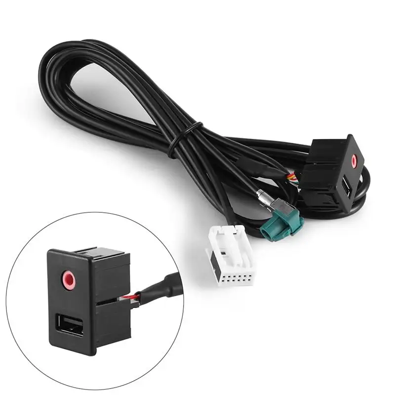 AOZBZ 2 шт. черный Удлинительный аудиокабель USB AUX адаптер для VW T0URAN MAGOTAN новый POLO