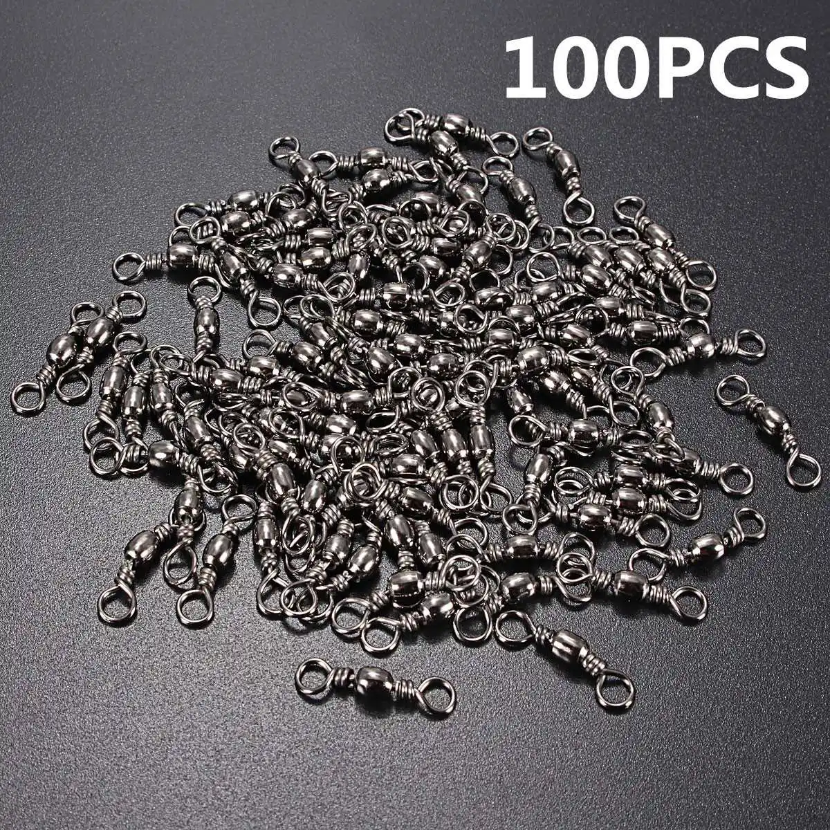 100PCS Fishing Swivel Barrel Swivel Solid Rings Stainless Steel Sea Fishing Hooks Connector Rolling Swivel for Sea Fishing