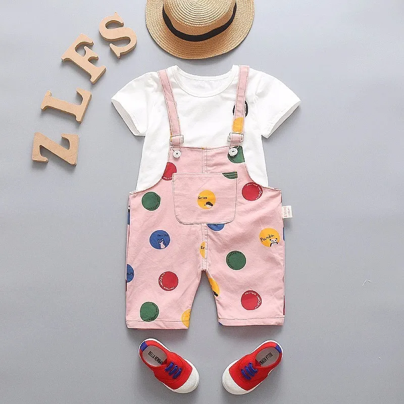 

Summer Toddler Infant Clothing Baby Girls Boys Clothes Cartoon T Shirt Strap Shorts 2pcs/Set Kid Children Casual Fashion Costume