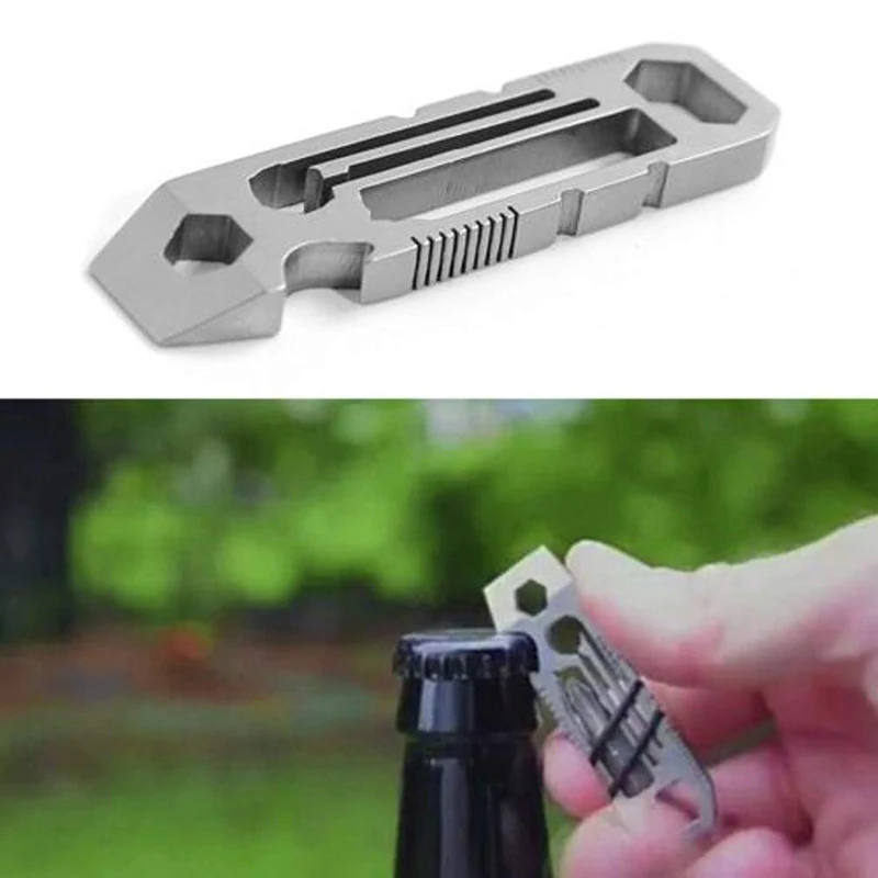 

Portable Wrench Set Ratchets Multi-Tool Tiny Ratchet Wrench Stainless Steel Key-Chain Bottle Opener Key Ring HEX Imperial Ruler