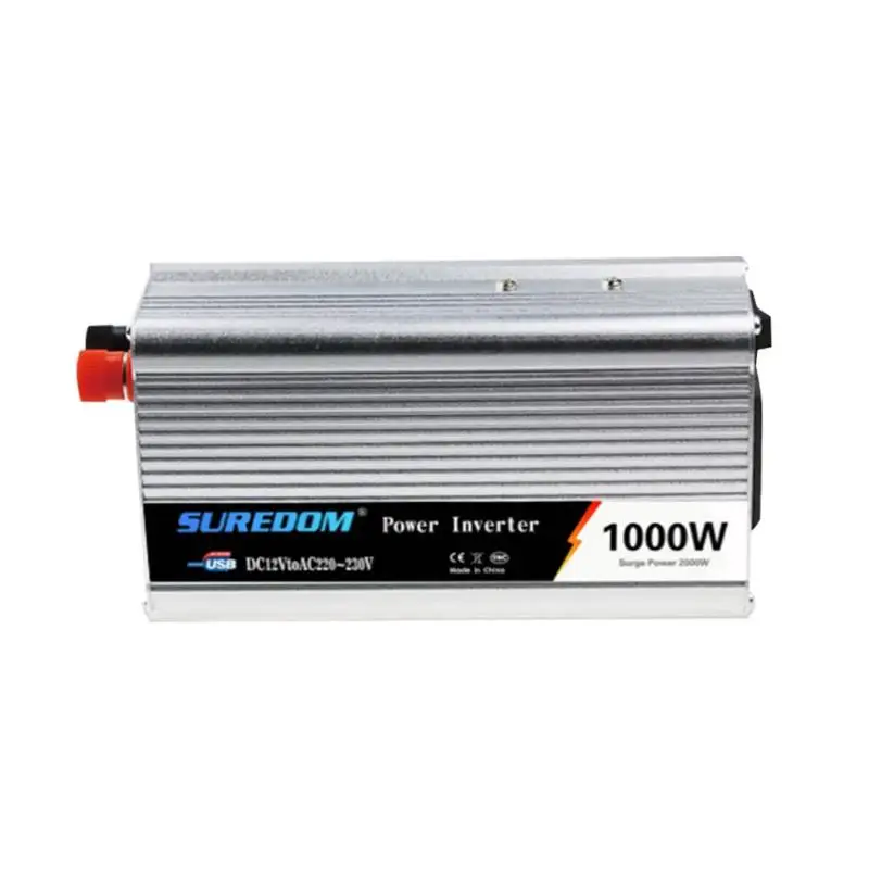 

SUREDOM Car Inverter 1000W 1200W DC 12V to AC 220V 50Hz Auto Power Converter Inverter Sine Wave Plug Vehicle Power Supply Switch