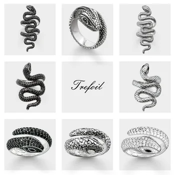 

Blackened Snake Wedding Bands Rings, 925 Sterling Silver Fashion Jewelry Trendy Party Gift For Women Girls 2018 New Bague Femme