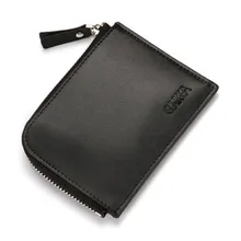 

CUIKCA Slip PU Leather Coin Purse 12*9CM Men Purses Credit Card Holder Fashion Black Brown Unisex Short Zipper Wallet Monedero