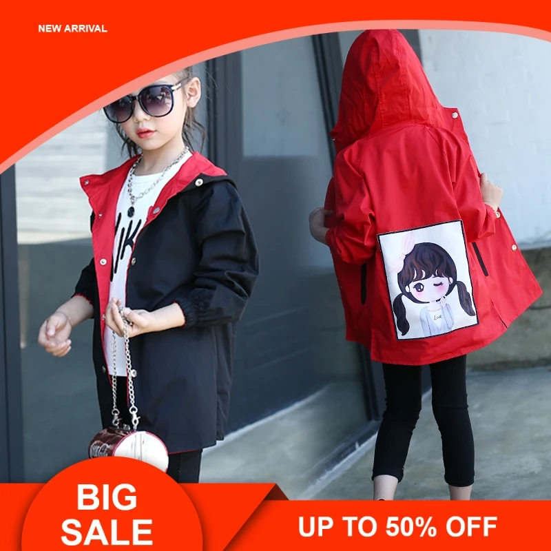 

Autumn Winter Girls Jacket For Girls Windbreaker child Jacket Kids Raincoat Trench Coat Children Outerwear Girls Clothes