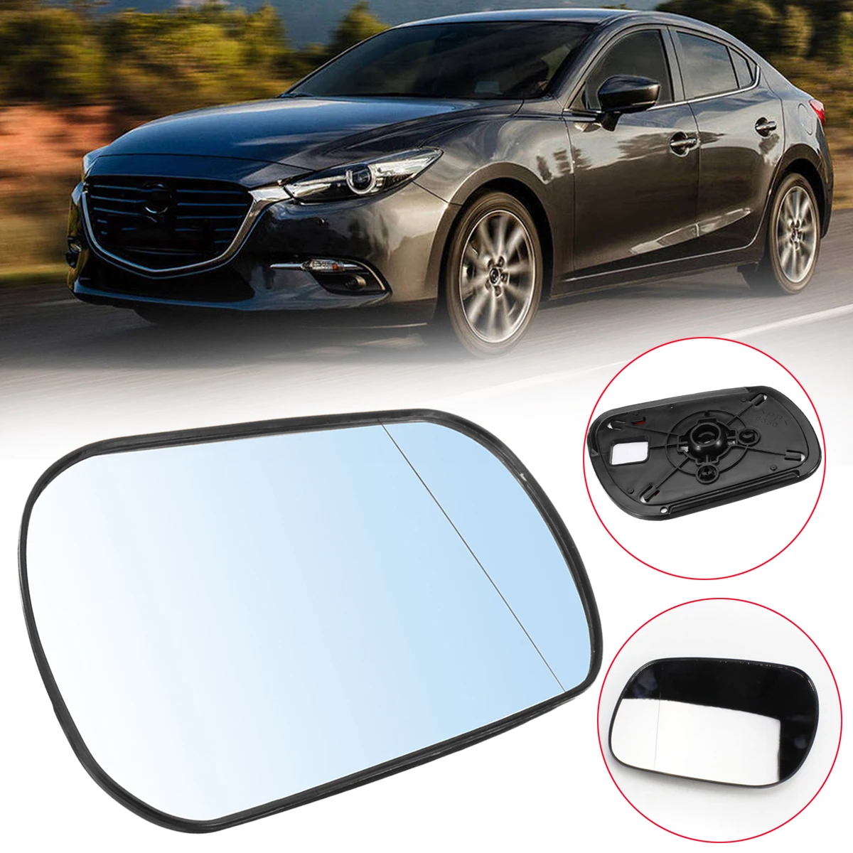 Car Mirror Glass ABS Plastic+Glass Door Wing Left/Right Side Electric