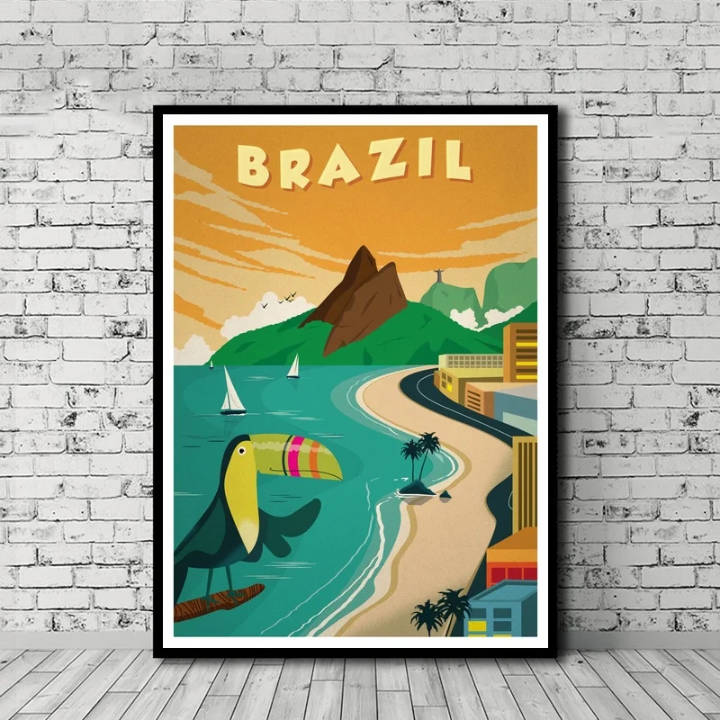 

Vintage Travel Poster Brazil Poster Canvas Print Wall Art Decor No Frame