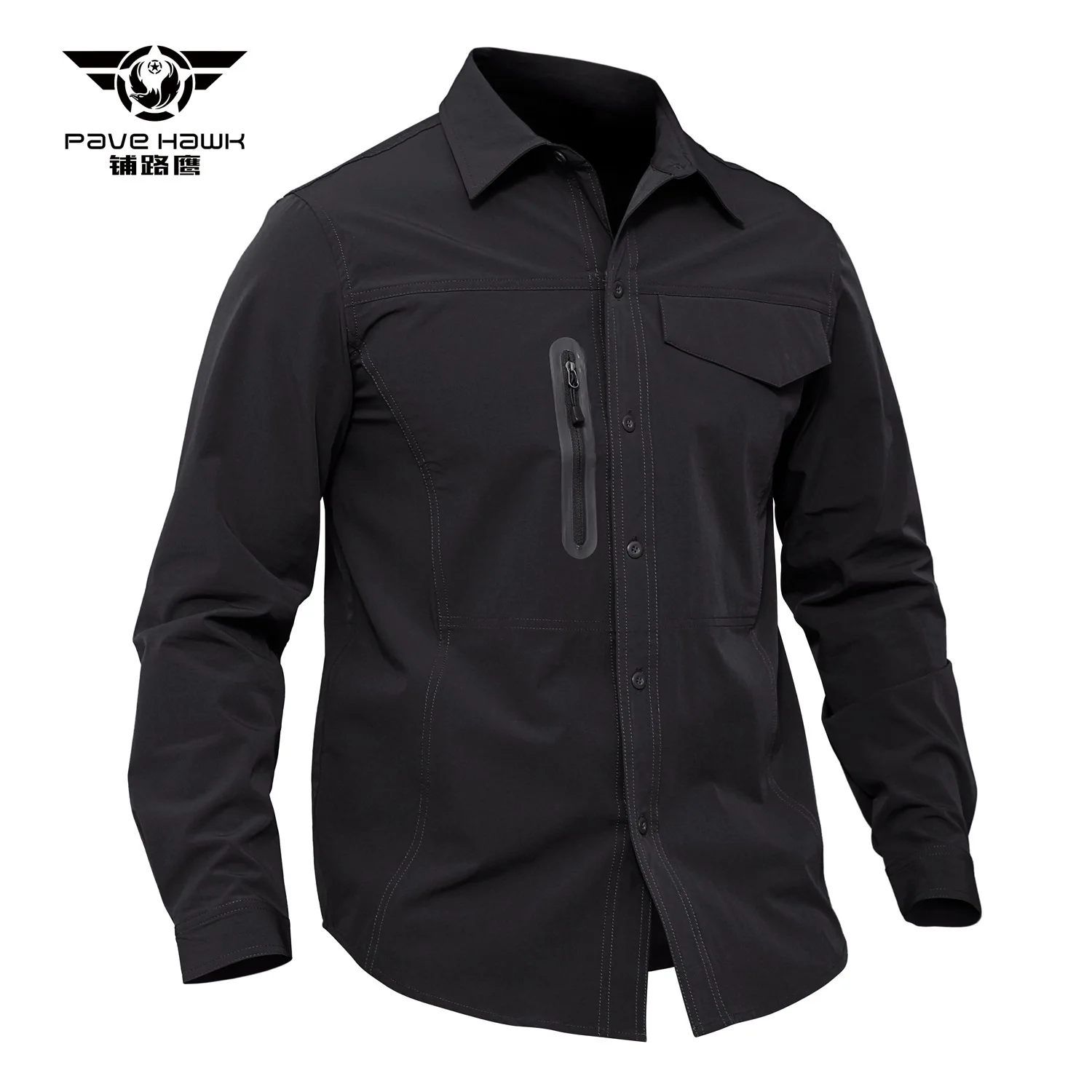 Caminhadas ao ar Primavera Outono Homens Esportes Respirável Fina Quick Dry Camisa Militar Livre Pesca Formação Bolso Lapela Camisa Tático