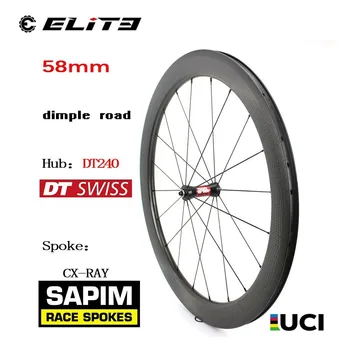 

700c Bicycle Rim DT Swiss 240S Hub Carbon Wheels China Dimple Road Bike Wheel 58mm With Sapim CX-RAY Spoke Light Weight