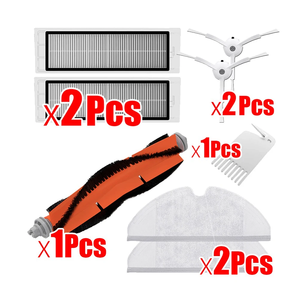 

8pcs Suitable for Xiaomi Roborock Robot S50 S51 Vacuum Cleaner Spare Parts Kits Mop Cloths Wet Mopping filter Side Brush Roll
