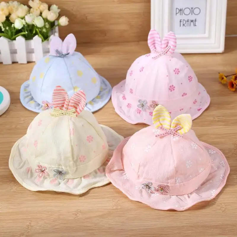 

Panama Children's Summer Hats For Girls Sun Hat Cotton Baby Cute Rabbit Caps For Girls With Ears Bucket Hat Accessories Photo