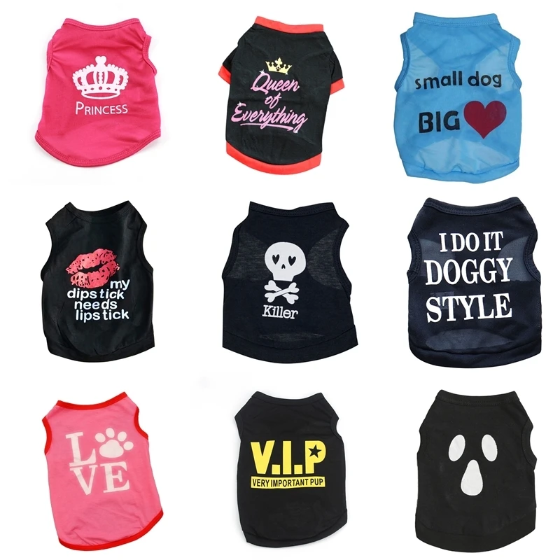 Pet Dog Clothes For Dog Cat Vest  T Shirts Pet Costume Cotton Clothes For Small Dogs Chihuahua Cool Puppy Clothing For Kitty 40