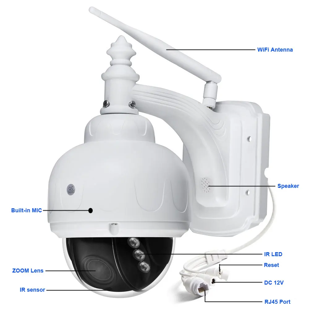 Беспроводная IP скоростная купольная камера Wifi HD 1080P PTZ уличная Безопасность