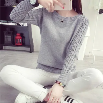 

Women Sweaters Warm Pullover and Jumpers Crewneck Pullover Twist Pull Jumpers Autumn 2018 Long Sleeve Knitted Sweaters Tops