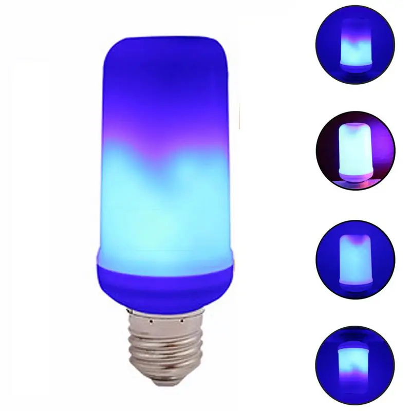 E26/E27 LED Flame Bulb Upside Down Effect Simulated4 Modes Blue/yellow