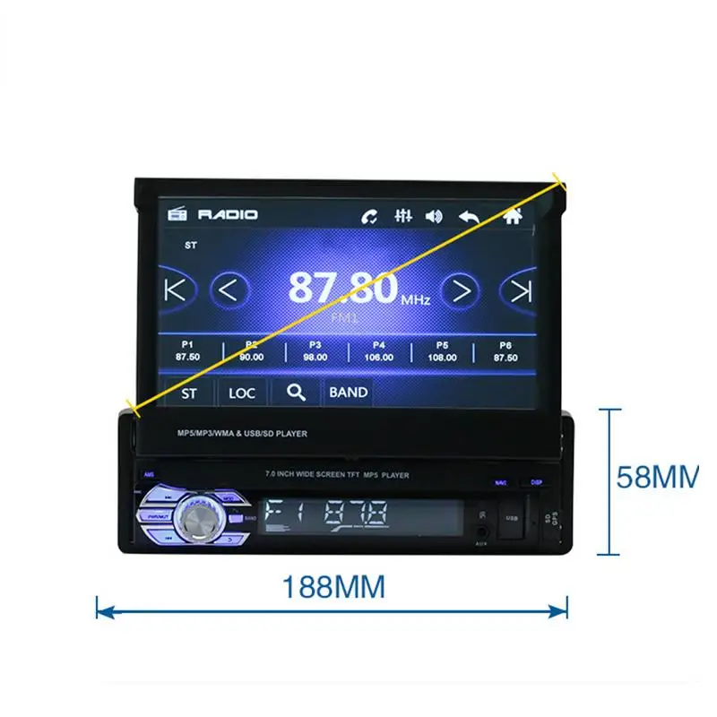 

7 inch portable telescopic car MP5/MP4/mp3 player GPS navigation reversing image multimedia machine with 8G European map card