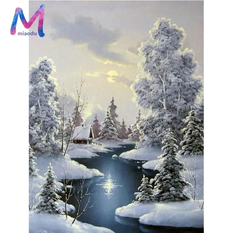 

5D DIY Diamond Painting Winter Full Square Diamond Embroidery Sale Picture Of Rhinestone Drill Mosaic Landscape Decor Home