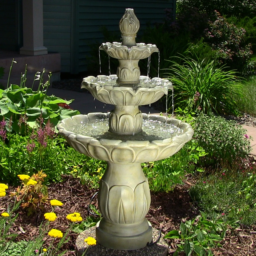 Sunnydaze Classic Tulip 3 Tiered Outdoor Water Fountain, Multiple