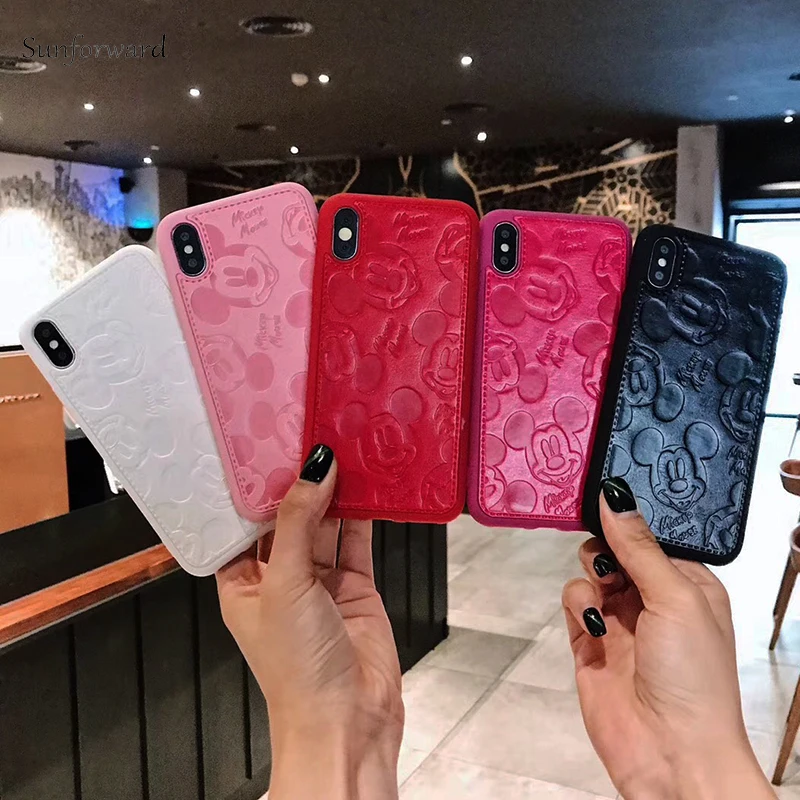 Чехол с мышкой для iPhone XS MAX XR X 7 8 Plus 6 S 5 5S 5SE чехлы из кожи Розовая пантера