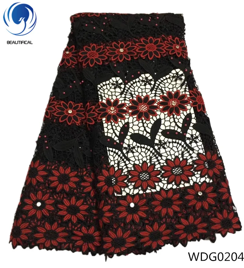 

BEAUTIFICAL african lace fabrics nigeria guipure lace 2018 flower pattern lace guipure fabrics beads cord lace WDG02