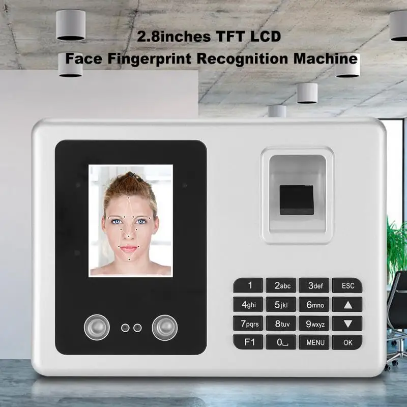 

2.8inches TFT LCD Screen Face Fingerprint Recognition Machine Time Attendance Clock Recorder Support Human Sensor