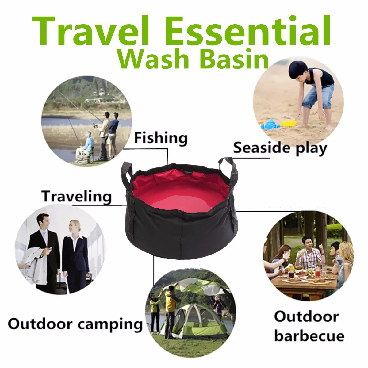 12L portátil plegable lavabo cubo de agua bolsa de baño al aire libre Camping barbacoa 6 colores portátil resistente al agua caliente para Camping