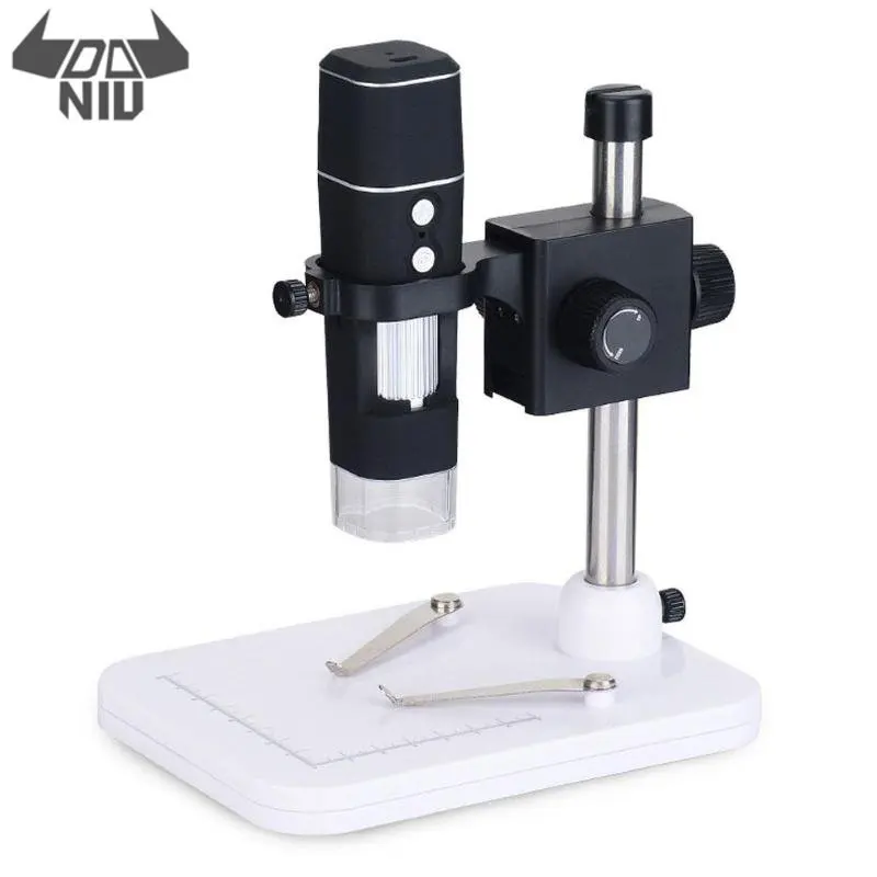 

DANIU Handheld 500X 8 LED Wireless Camera 2MP Wifi Digital Microscope Magnifier with Base Stand Holder Video Play