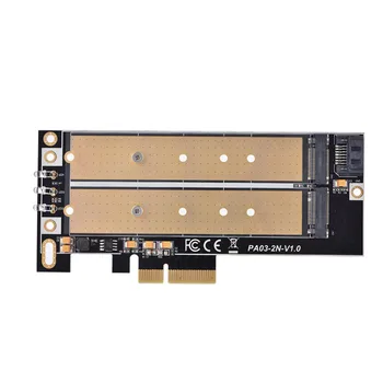

2 Port Ngff M.2 B & M Key To Pci-E 4X Adapter Card Pci-E Riser Sata To Pci-E Accessories For Computer