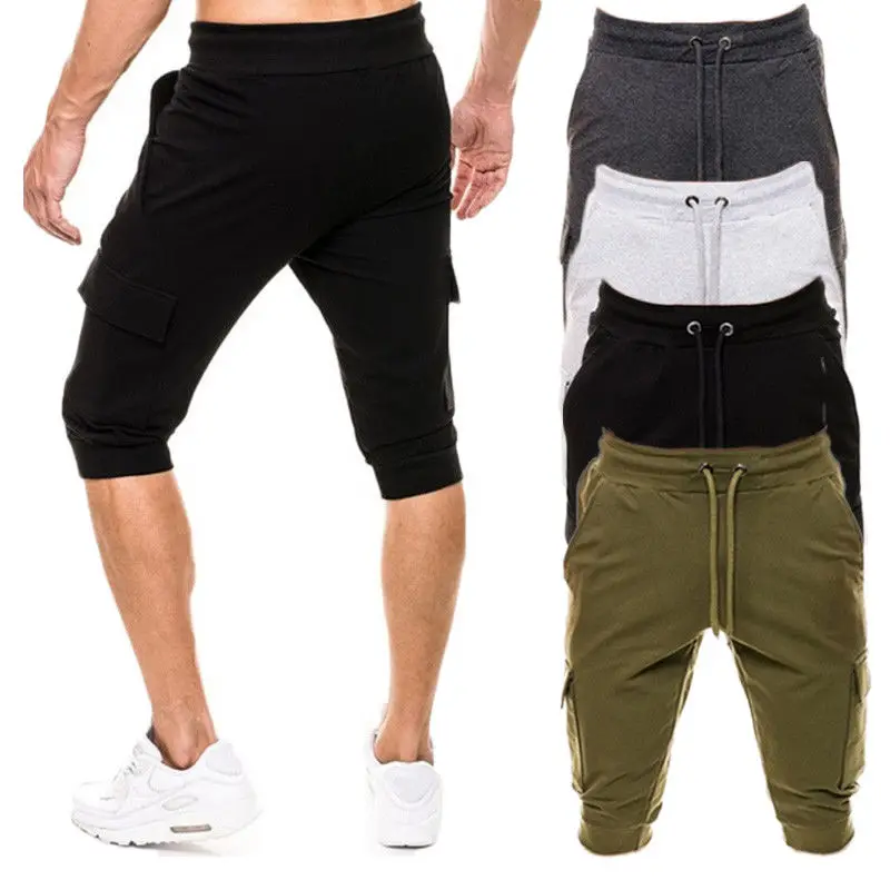 

2019 New Style Fashion Hot Men's Solid Dry Beach Casual Cotton Mid Waist Summer Half Shorts String With Pocket