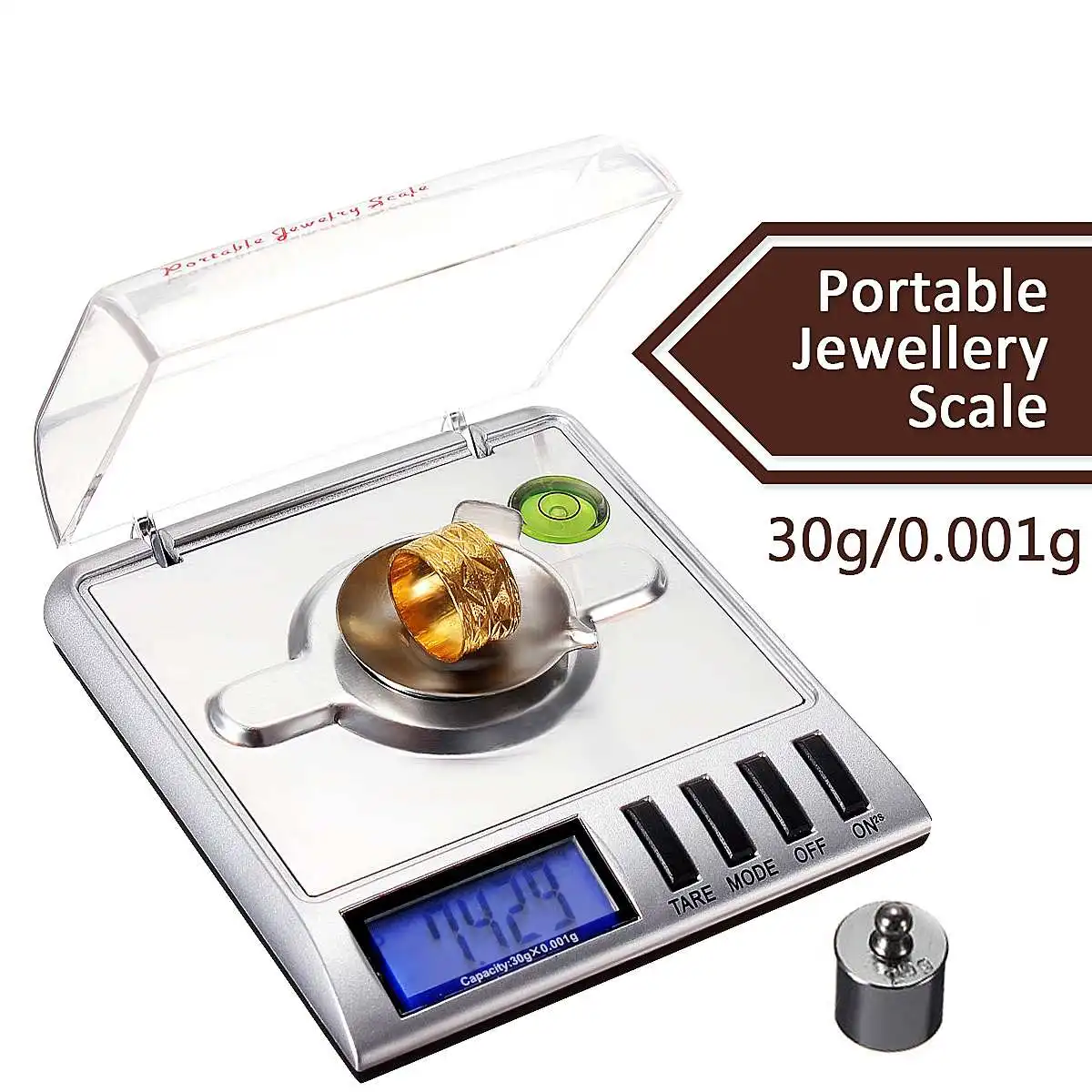 

for Pocket 30g x 0.001g Mini Digital Jewelry Diamond Gold Gram Balance Weight Scale for Gold Sterling Silver Jewelry