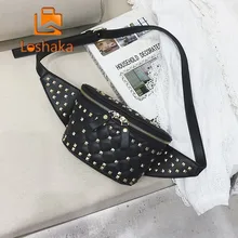 Loshaka Fanny Pack поясные сумки модные заклепки панк женские поясные сумки винтажные Мини-Сумки из искусственной кожи простые повседневные поясные сумки хип-карман