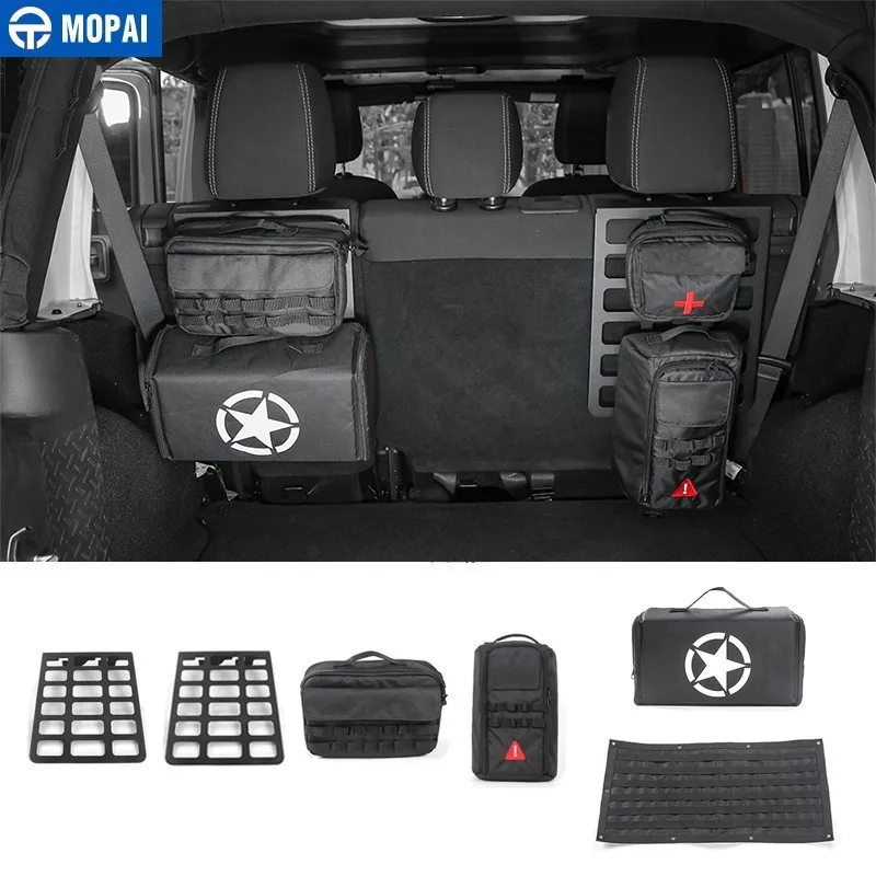 

MOPAI Metal Car Interior Seat Back Backrest Shelf Trunk Rack Luggage Carrier Holder for Jeep Wrangler 2007 Up Car Styling