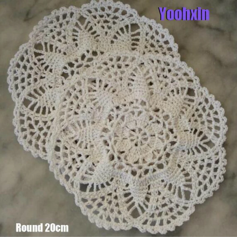 

HOT Handmade Cotton Round Placemat Cup Coaster Mug Kitchen Wedding Table Place Mat Cloth Lace Crochet Tea Coffee Doily Dish Pad