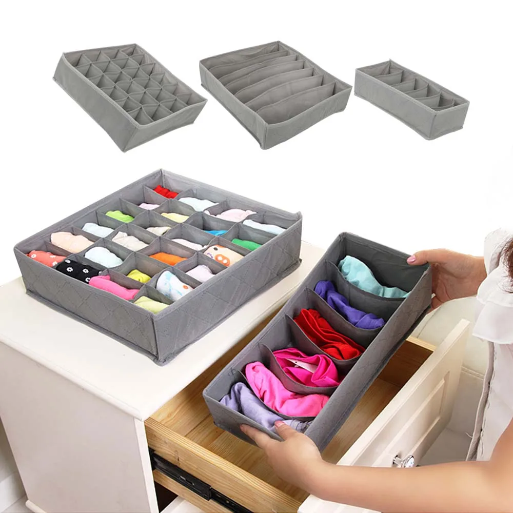 

3 pcs/set Storage Boxes Drawer Closet For Ties Scarf Socks Home Storage Underwear Bra Shorts Divider Organizer Organizers Box