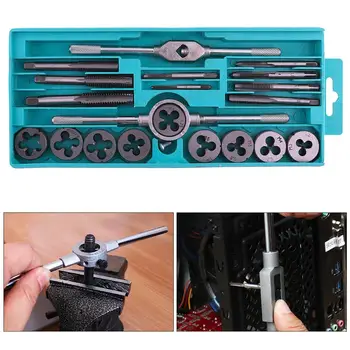 

20pcs Tap Die Set set 1/16-1/2 Inch NC Screw Thread Plugs Taps Taps wrench Dies DIY kit wrench screw Threading hand Tools Alloy