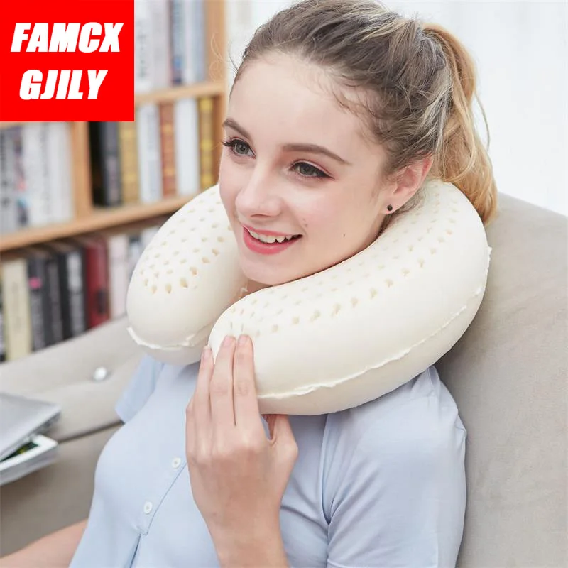 Natural Latex U Shaped Cervical Pillow Travel Pillow For Airplane Neck Memory Cushion Vehicle