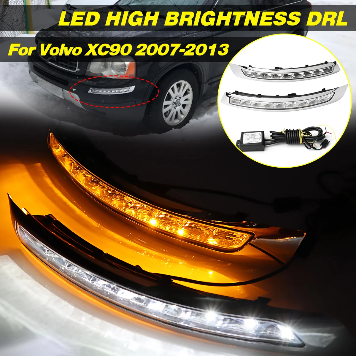 2pcs Car Daytime Running Lights LED DRL For Volvo XC90 2007 2008 2009