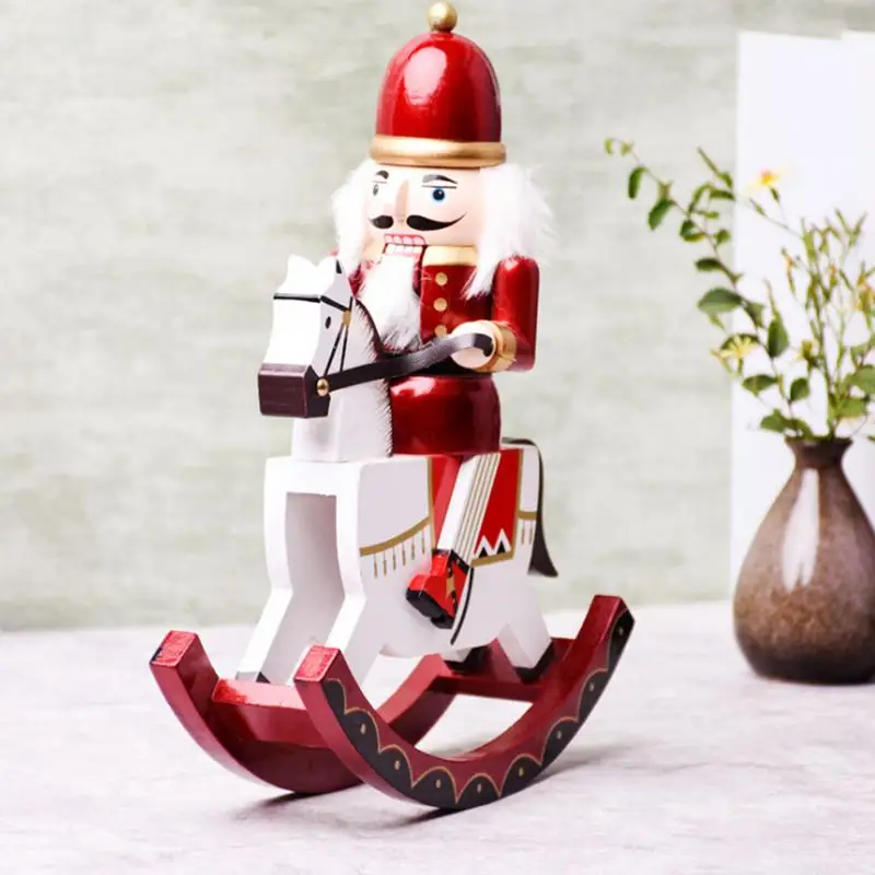 

30CM Christmas Wooden Craft Ornament Decorations Handmade Puppet Nutcracker Wooden Cartoon Artware European American Style
