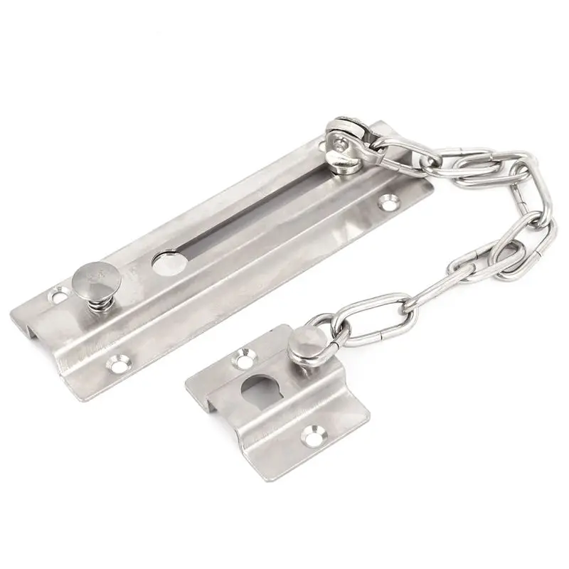

Bedroom Home Security Stainless Steel Door Chain Lock Silver