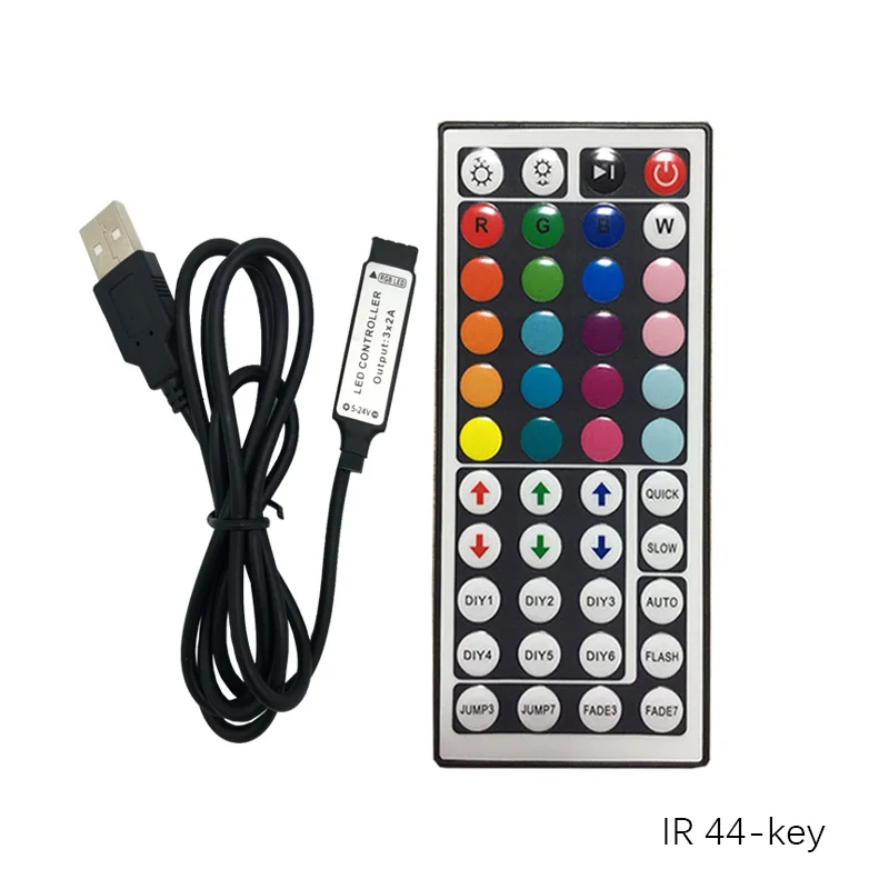 Светодиодный RGB пульт дистанционного Диммер Мини ИК/ИК USB 24/44 кнопочный пульт DC 5 V/12 V/24 V для 5050 3528 2835 Светодиодные ленты огни