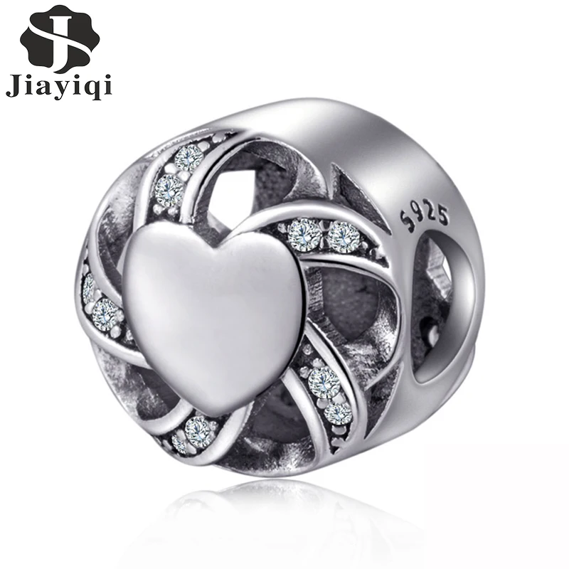 

Jiayiqi 2019 Fashion Silver 925 Jewelry Sterling Silver Heart-Shaped Charms Beads Fit Bracelet Necklace For Women DIY