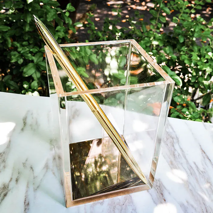 

Table Transparency Acryl Container Stationery Rose Gold Stationery s Cup Student Supply Stationery Organizer Box Pen Holder