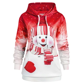 

Wipalo Plus Size Christmas Pocket Hoodie 5XLWomen Sweatshirts Long Sleeve Drawstring Kangaroo Autumn Winter Hoodies Pullovers
