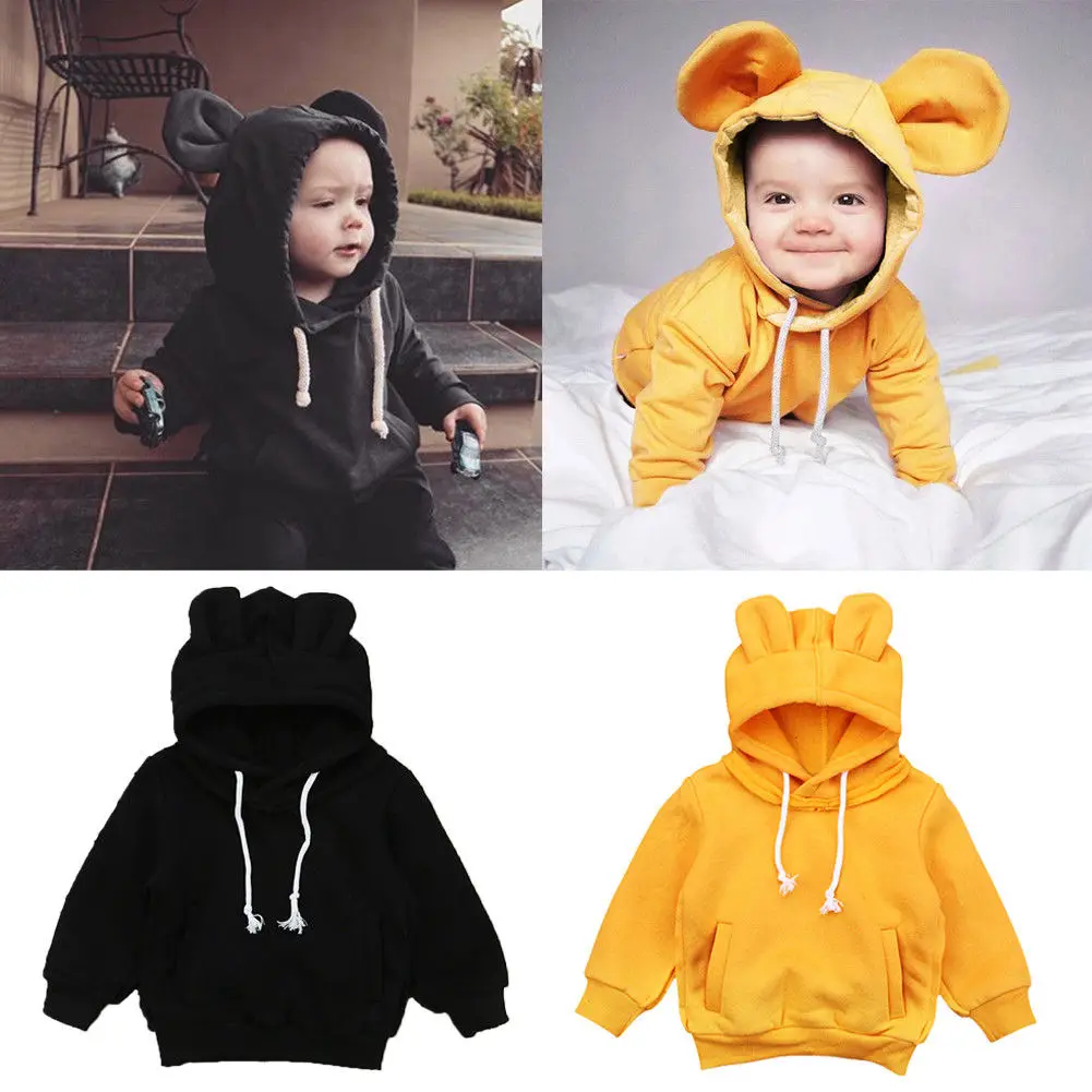 

Toddler Baby Kids Boy Girl Ear Hooded Hoodies Sweatshirt Tops Long Sleeves Thick Autumn Coat Clothes Outfits