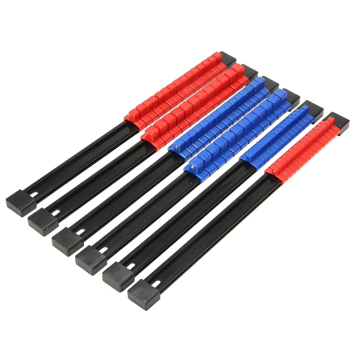 

6pcs Durable Sockets Holder 1/4 3/8 1/2 Drive With 32/30/24 Socket Clips Mountable Sliding Socket Storage Rail Rack Organizer