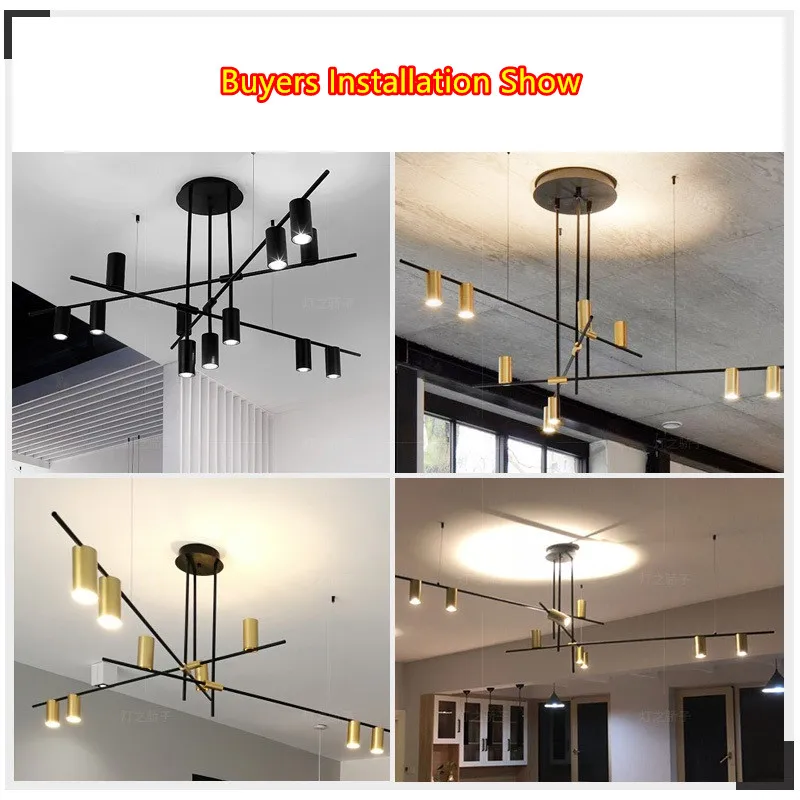 DAR черная и Золотая Современная Скандинавская светодиодная люстра освещение для