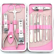 NEW 12pcs Manicure Set Pedicure Scissor Cuticle Knife Ear Pick Nail Clipper Kit Stainless Steel Nail Care Tool manicure set 12 in1 manicure set stainless nail clipper kit nail care set nail clippers cuticle grooming kit utility manicure set tools