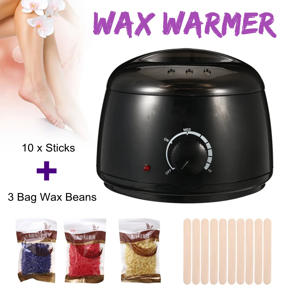 

Professional Electric Wax Heater For 500cc Hand Wax Depilation Hair Removal Machine Wax Warmer With 3Pcs Beans + 10X Paper Stick