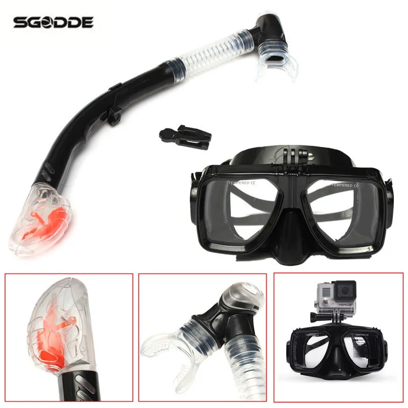 

Diving Camera Snorkel Mask Underwater Anti Fog Snorkeling Diving Mask and Dry Snorkel Tube Combo For GoPro HD Hero 2 3 4 3 Plus