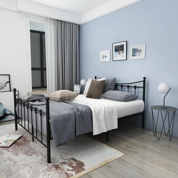 

Panana Sturdy 4ft6 Double /4ft6 small Metal Frame Ins style Black Bedstead Slatted Base Bedroom Furnitures Fast Delivery