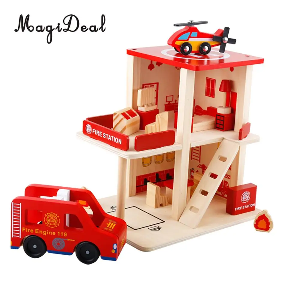 wooden police station toy